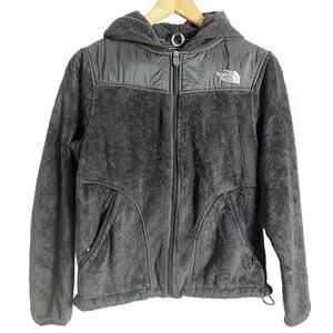 The North Face Black Oso Hybrid Hooded Fleece Fuzzy Zip Up Jacket Size S